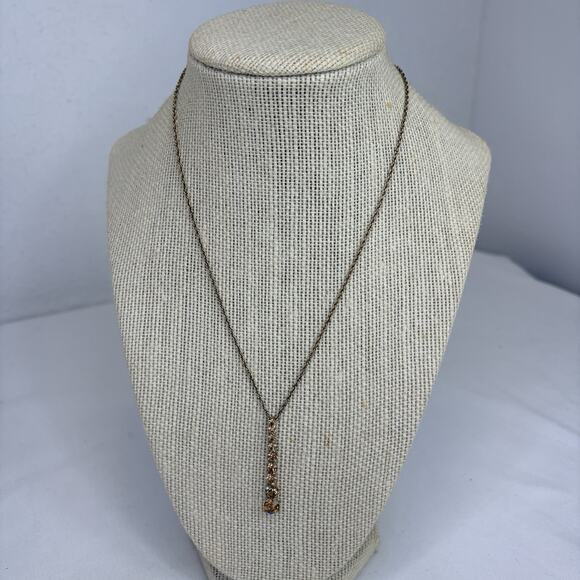 Monet Jewelry - Vintage Monet Gold tone Twisted Chain With Graduated Rhinestone Pendant, Glam